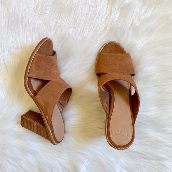 UGG Celia Chestnut Suede Heeled Sandals - Picture 6 of 8